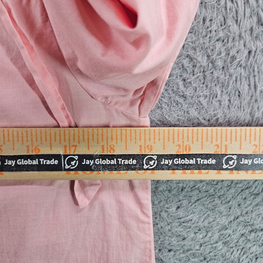 J.Crew Womens Pink Cotton Ruffle Tie Sleeve Blouse Top Medium Keyhole Back - Picture 8 of 10